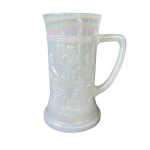 Federal Glass Co. Iridescent Opalescent White Beer Stein Or Mug Vintage